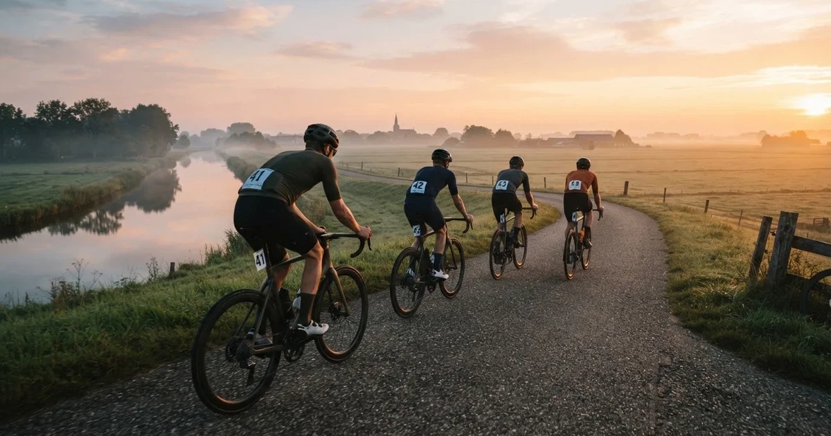 Een voetbal op de middenstip van een grasveld in het ochtendlicht
